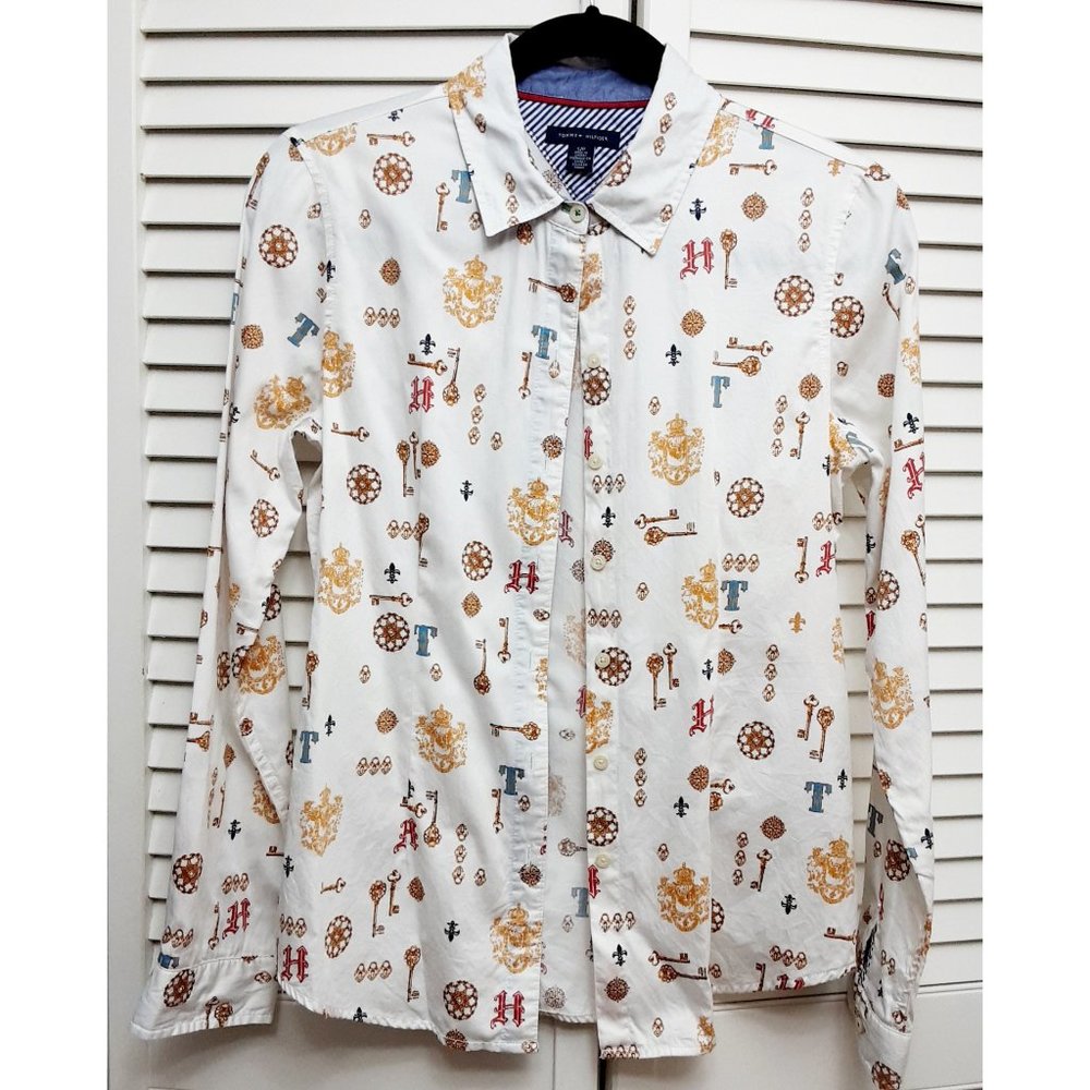 Tommy Hilfiger button down collar shirt keys design Small